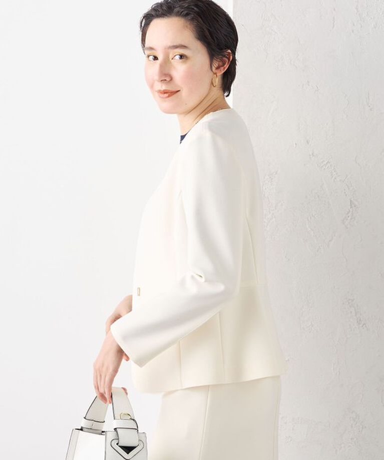 NOLLEY'S sophi「《セットアップ対応》ウォッシャブルボンディングジョーゼットノーカラージャケット」|ノーカラージャケット|