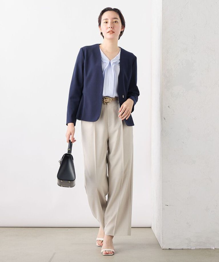 NOLLEY'S sophi「《セットアップ対応》ウォッシャブルボンディングジョーゼットノーカラージャケット」|ノーカラージャケット|