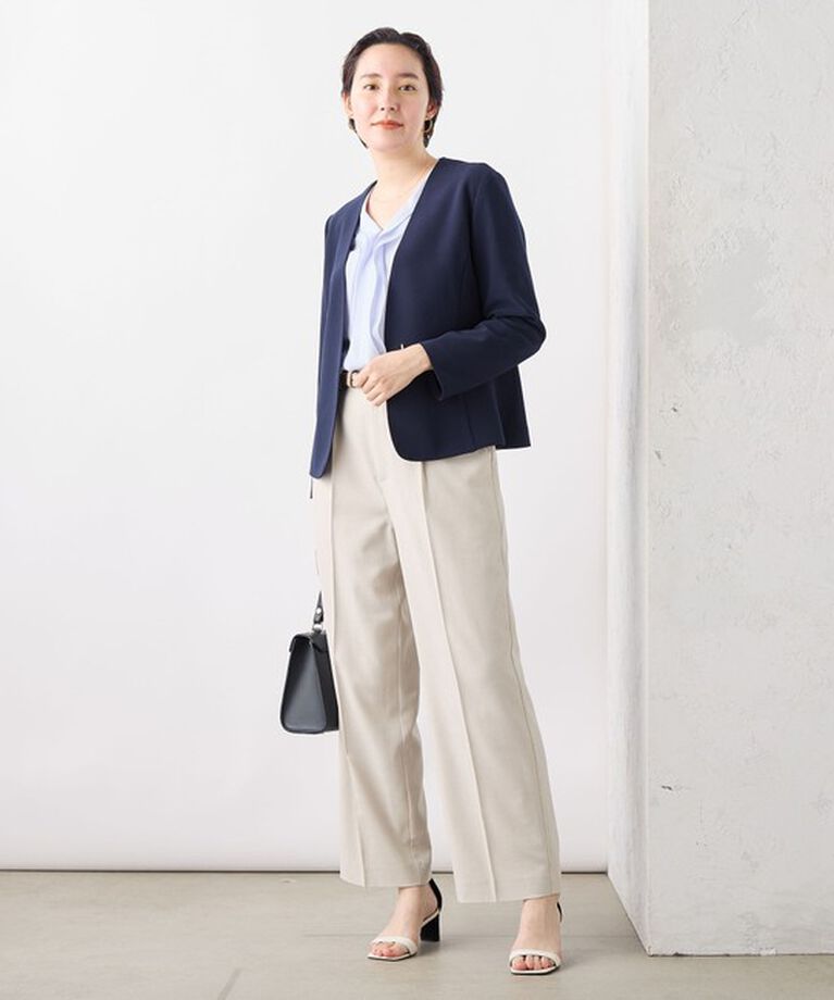 NOLLEY'S sophi「《セットアップ対応》ウォッシャブルボンディングジョーゼットノーカラージャケット」|ノーカラージャケット|