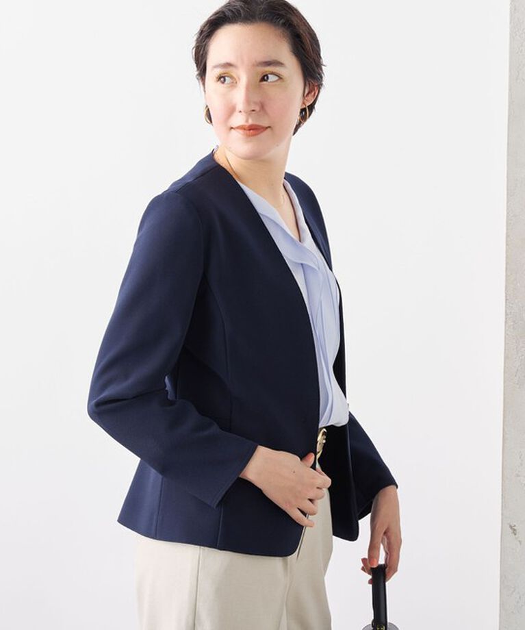 NOLLEY'S sophi「《セットアップ対応》ウォッシャブルボンディングジョーゼットノーカラージャケット」|ノーカラージャケット|