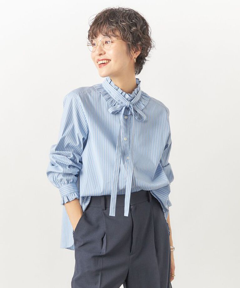 NOLLEY'S sophi「ブロードフリルシャツ」|シャツ・ブラウス|ブルー系その他