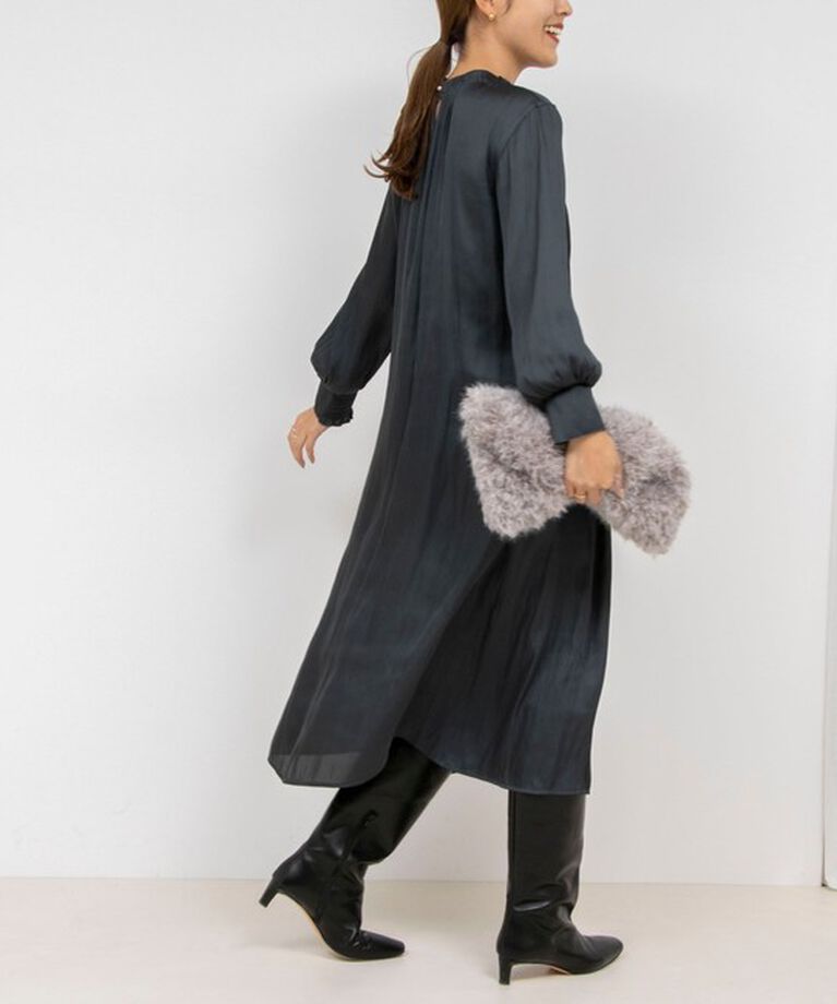 NOLLEY'S sophi「ウォッシャブル割織サテンギャザーワンピース」|ワンピース|