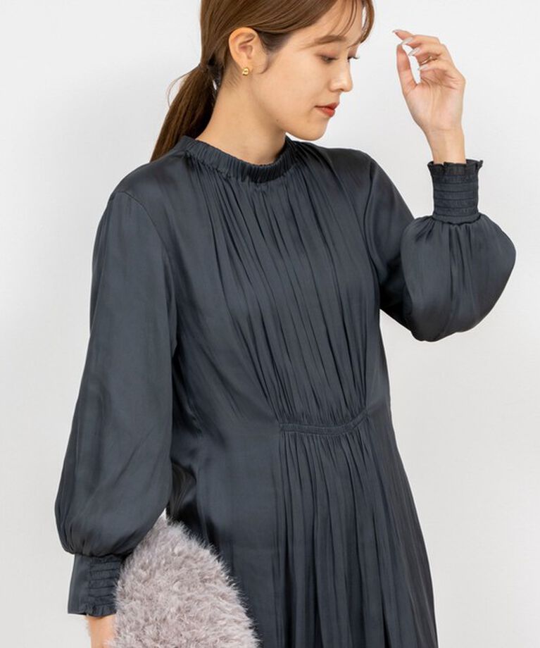NOLLEY'S sophi「ウォッシャブル割織サテンギャザーワンピース」|ワンピース|