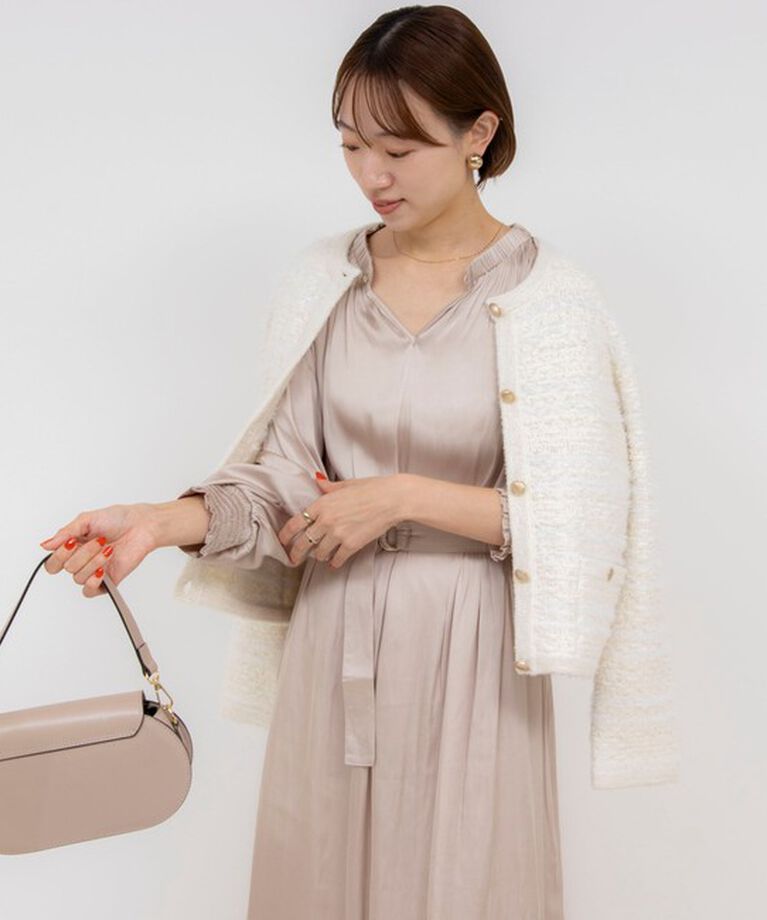 NOLLEY'S sophi「ウォッシャブル割織サテンギャザーワンピース」|ワンピース|