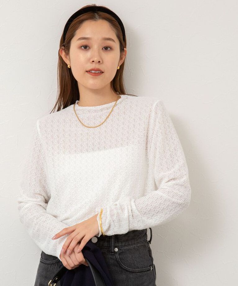 NOLLEY'S「レーシー/ラメジャージハイネックプルオーバーカットソー」|Tシャツ・カットソー|