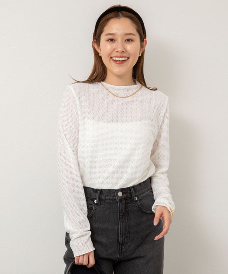 NOLLEY'S「レーシー/ラメジャージハイネックプルオーバーカットソー」|Tシャツ・カットソー|