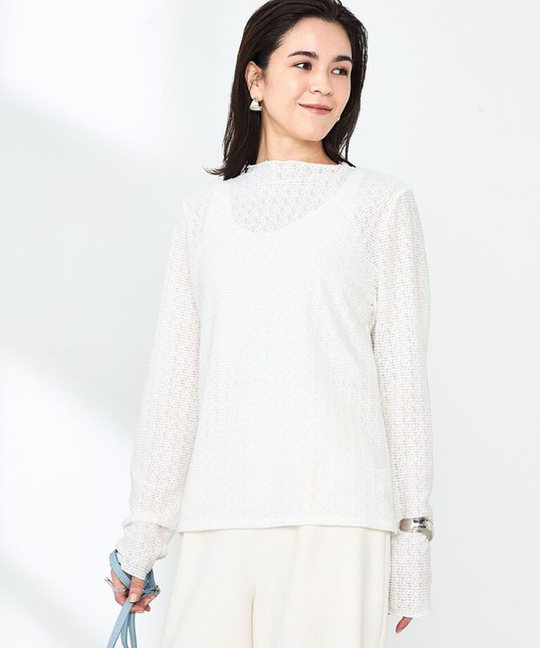 NOLLEY'S「レーシー/ラメジャージハイネックプルオーバーカットソー」|Tシャツ・カットソー|