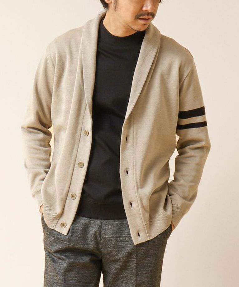 NOLLEY'S goodman「《デオドラント加工》ミラノリブ ショールカラーカーディガン 24AW」|カーディガン|グレーベージュ