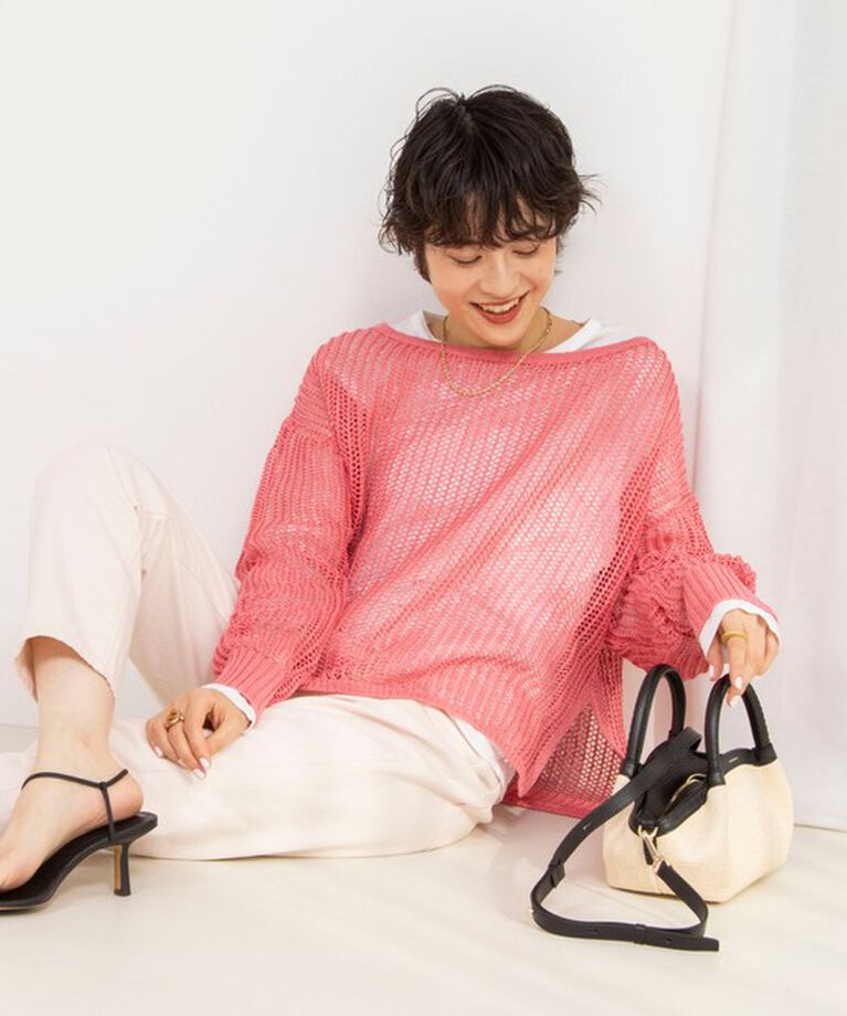 NOLLEY'S「《手洗い可能》メッシュボートネックプルオーバーニット」|ニット・セーター|