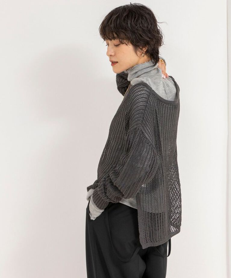NOLLEY'S「《手洗い可能》メッシュボートネックプルオーバーニット」|ニット・セーター|