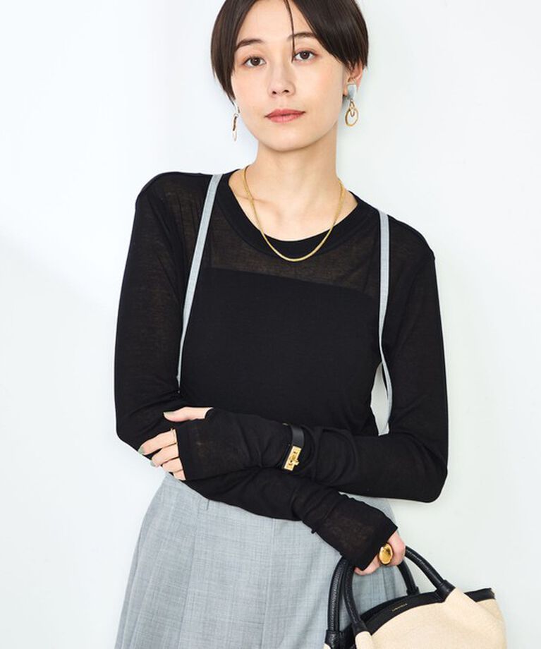 NOLLEY'S「MY STANDARD シアーロンT」|Tシャツ・カットソー|ブラック