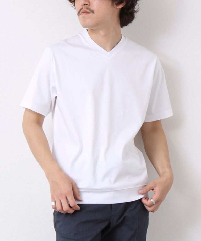 NOLLEY'S goodman「《ビジカジ対応》シルケットスムース Vネック ドレスTシャツ 25SS」|Tシャツ・カットソー|