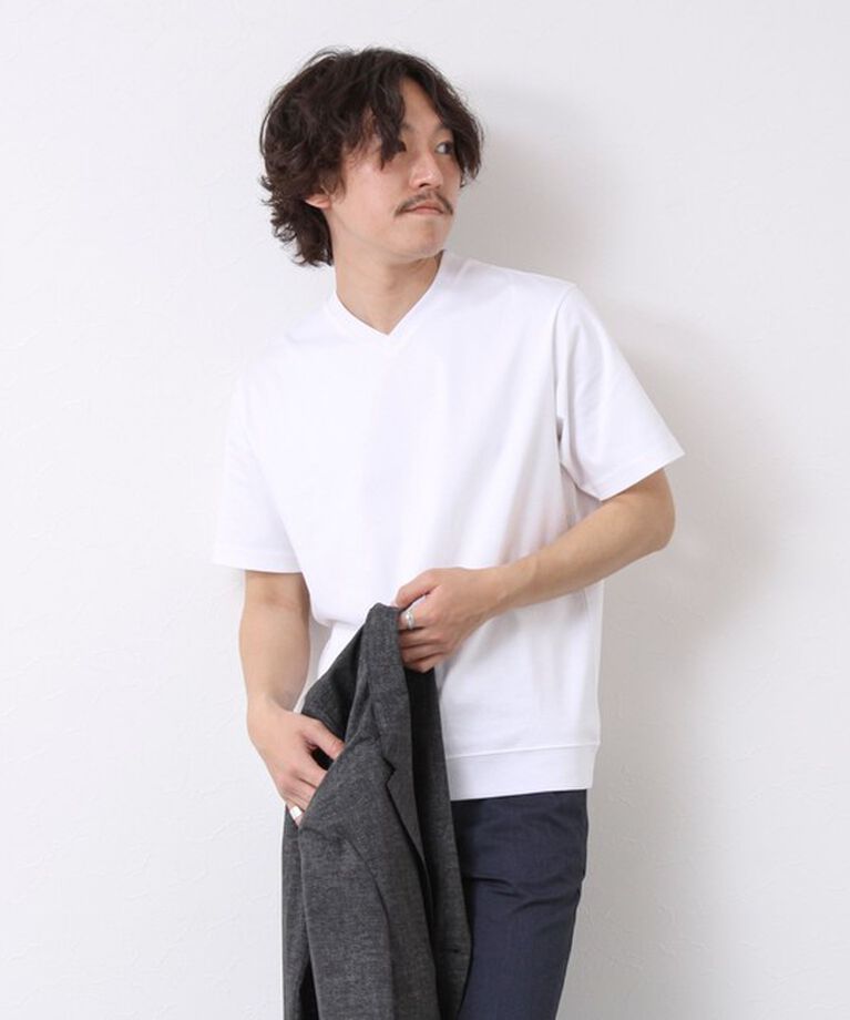 NOLLEY'S goodman「《ビジカジ対応》シルケットスムース Vネック ドレスTシャツ 25SS」|Tシャツ・カットソー|