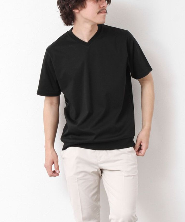 NOLLEY'S goodman「《ビジカジ対応》シルケットスムース Vネック ドレスTシャツ 25SS」|Tシャツ・カットソー|