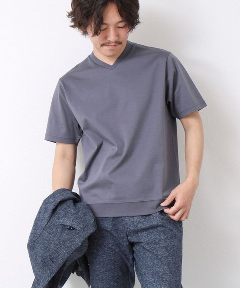 NOLLEY'S goodman「《ビジカジ対応》シルケットスムース Vネック ドレスTシャツ 25SS」|Tシャツ・カットソー|
