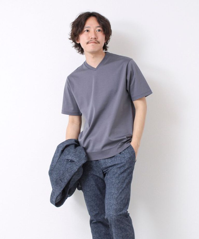 NOLLEY'S goodman「《ビジカジ対応》シルケットスムース Vネック ドレスTシャツ 25SS」|Tシャツ・カットソー|