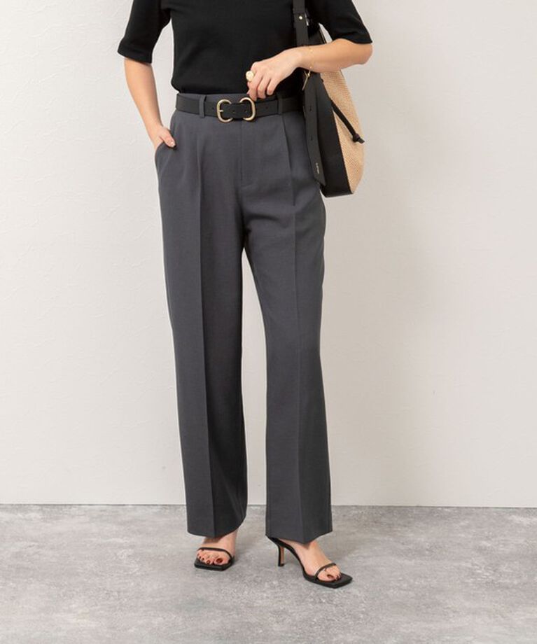 NOLLEY'S「【PR林☆別注カラーあり】ウォッシャブルツイルストレッチ愛されワイドパンツ」|その他|チャコールグレー