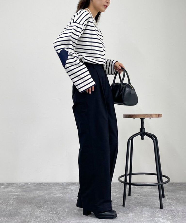 fredy emue「ボーダーハートパッチクロップドロンTシャツ」|Tシャツ・カットソー|