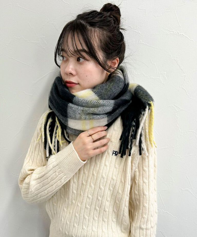 fredy emue「FR刺繍ブークレチェックストール」|ストール|