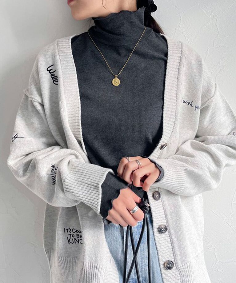 fredy emue「message刺繍ニットカーディガン」|カーディガン|