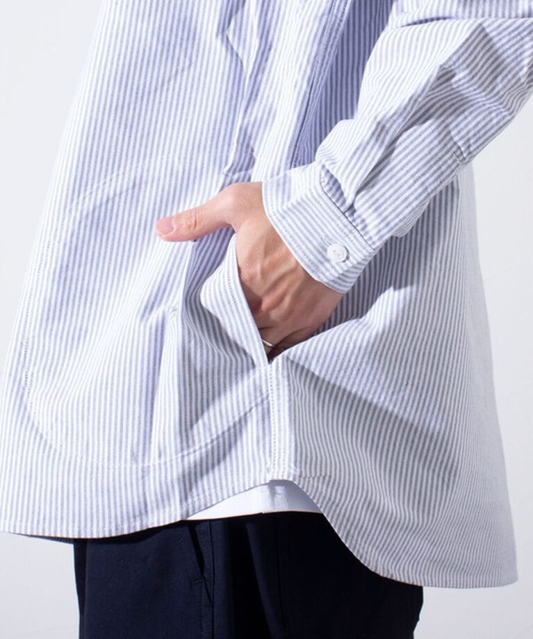 GLOSTER「【GEVACO/ゲバコ】オックスオーバーショールカラー長袖シャツ（無地/ストライプ/ギンガム）」|シャツ・ブラウス|