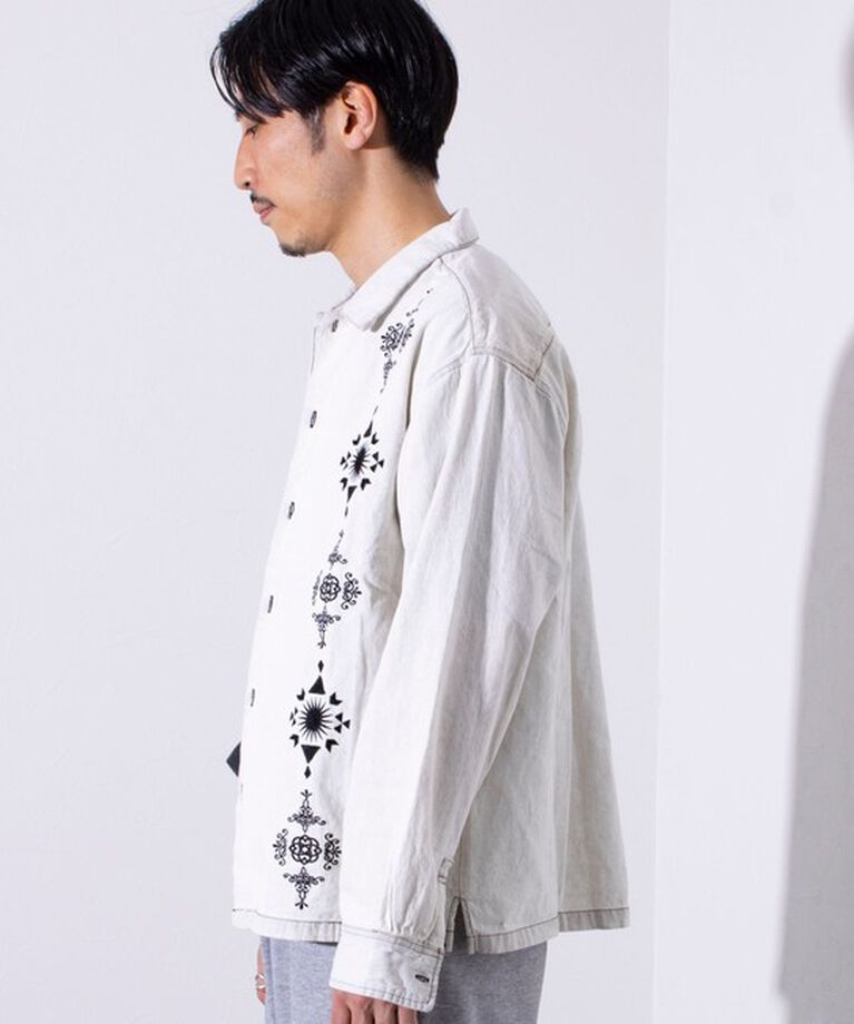 GLOSTER「【GLOSTER/グロスター】6.5オンス デニム刺繍 ロングスリーブシャツ 長袖シャツ」|シャツ・ブラウス|