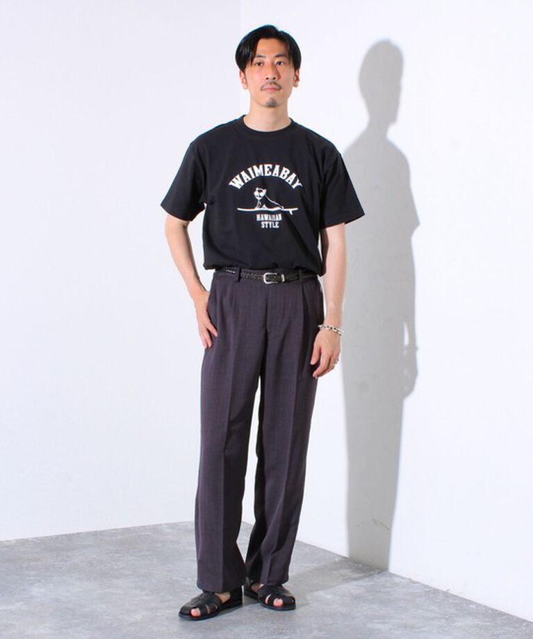 GLOSTER「【GLOSTER/グロスター】タック入り ドライポリ ワイドストレート スラックスパンツ」|チノ|