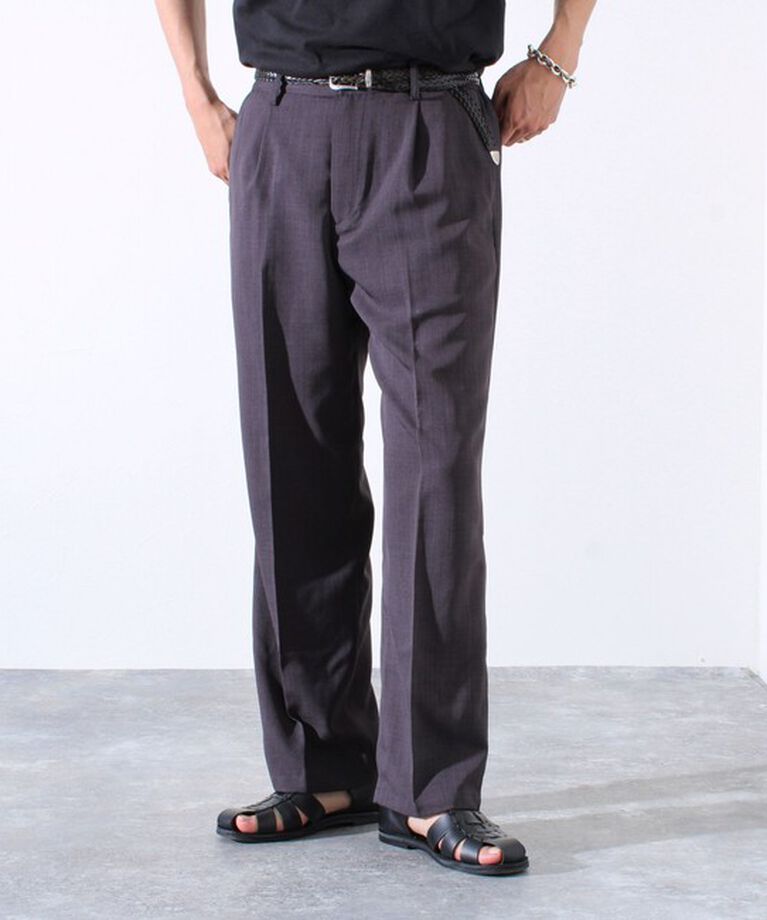 GLOSTER「【GLOSTER/グロスター】タック入り ドライポリ ワイドストレート スラックスパンツ」|チノ|