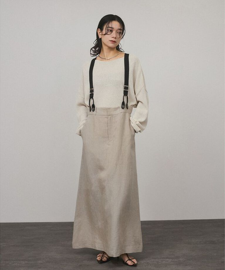SALON adam et rope'「【WEB限定】ヨーロピアンフラックスリネンサスペンダースカート」|スカート|