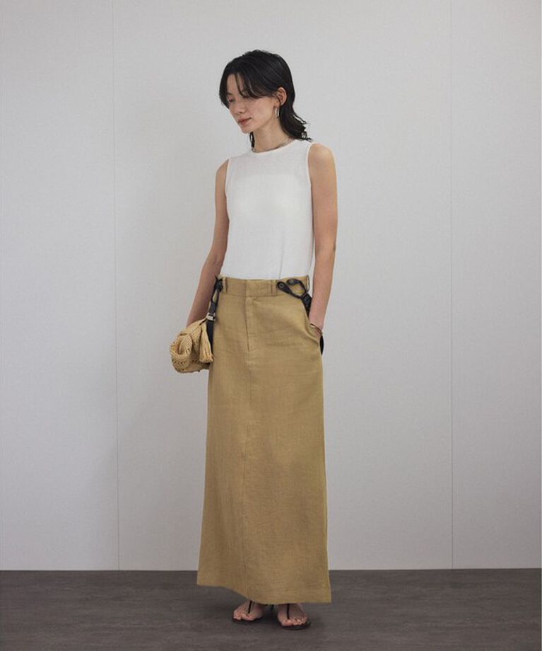 SALON adam et rope'「【WEB限定】ヨーロピアンフラックスリネンサスペンダースカート」|スカート|