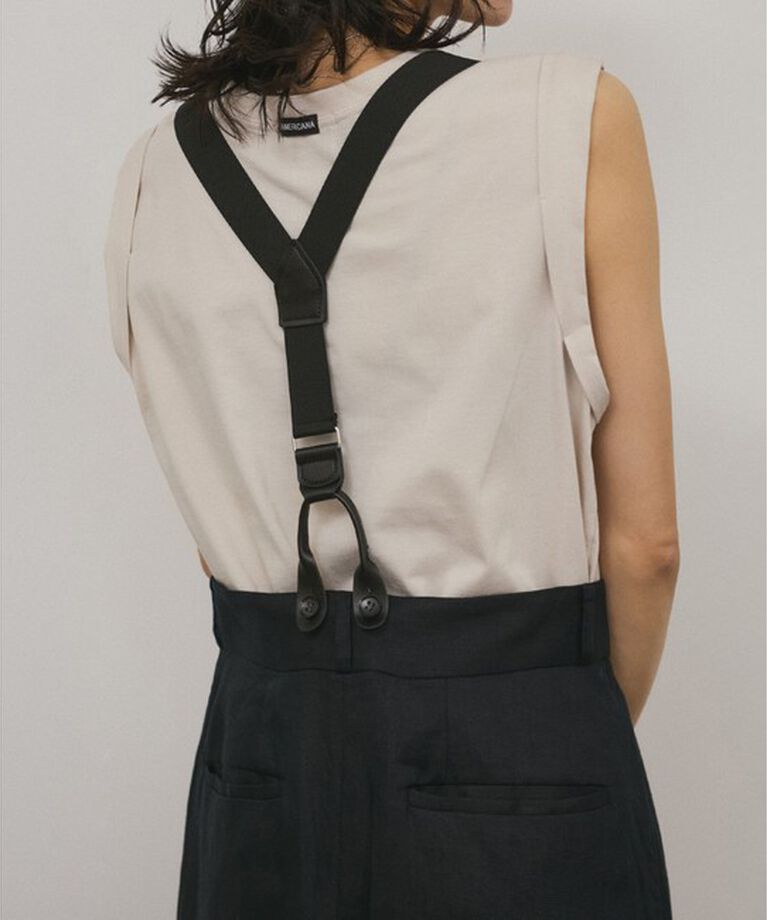SALON adam et rope'「【WEB限定】ヨーロピアンフラックスリネンサスペンダースカート」|スカート|