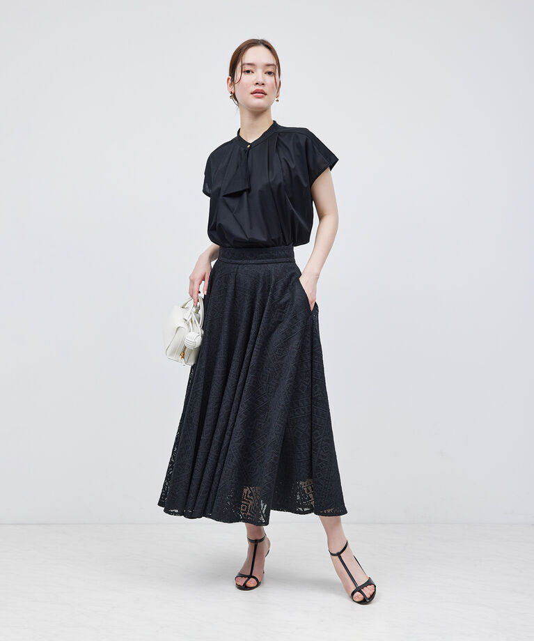 ROPE「【洗える】クリア天竺ラッフルフレンチスリーブカットソー」|シャツ・ブラウス|