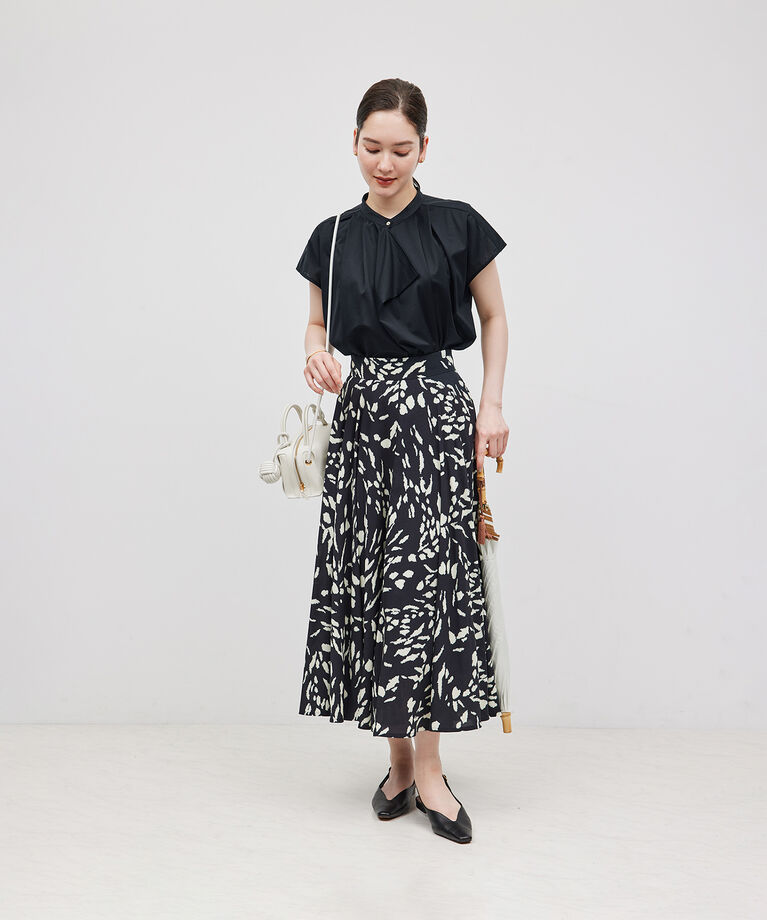 ROPE「【洗える】クリア天竺ラッフルフレンチスリーブカットソー」|シャツ・ブラウス|