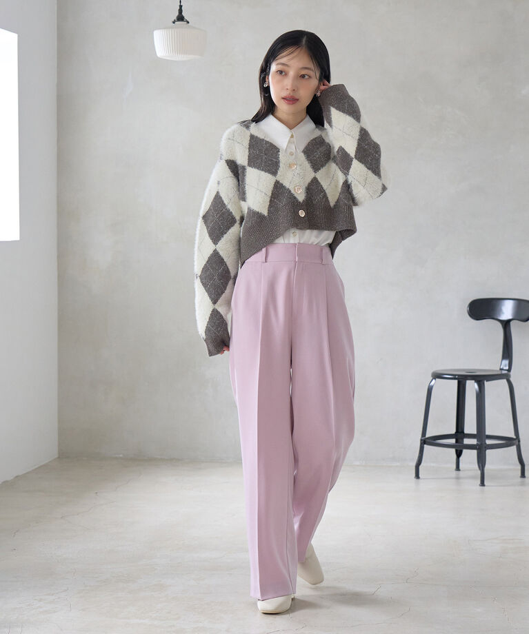 VIS「【防シワ・洗える】パウダリーツイルストレートパンツ」|スラックス|