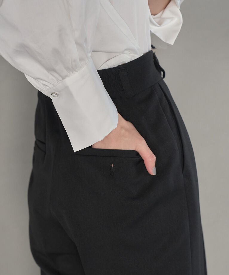 VIS「【防シワ・洗える】パウダリーツイルストレートパンツ」|スラックス|