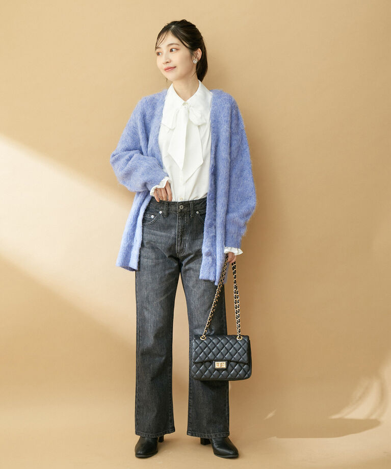 VIS「【洗える】ジャパンファブリックフレアデニムパンツ」|デニム|