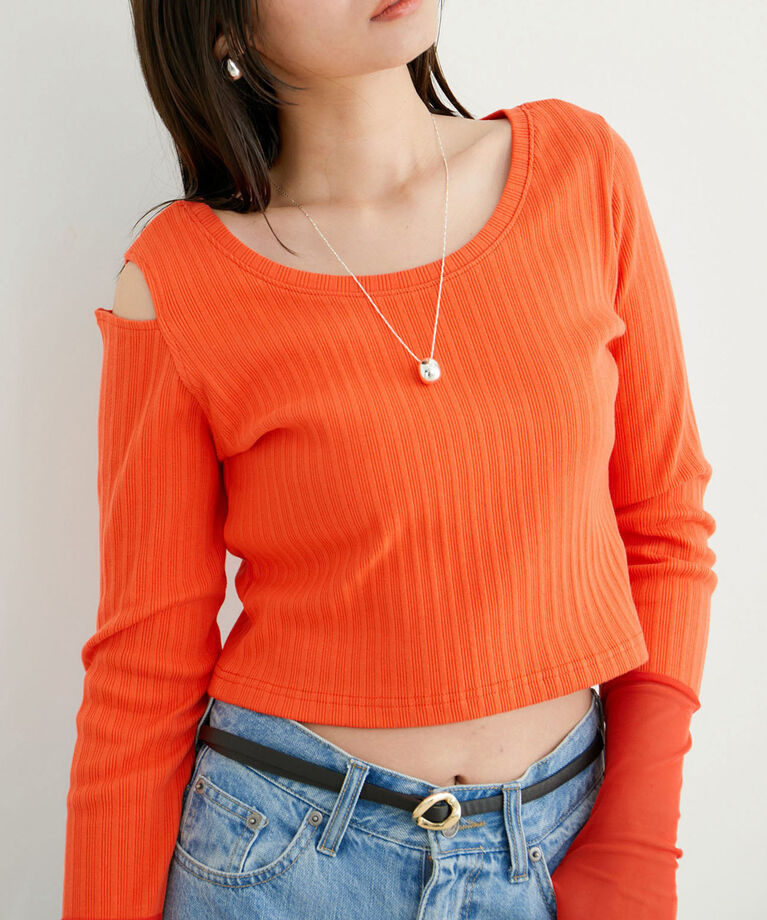 VIS「ショルダーカットアウトショート丈プルオーバー」|Tシャツ・カットソー|