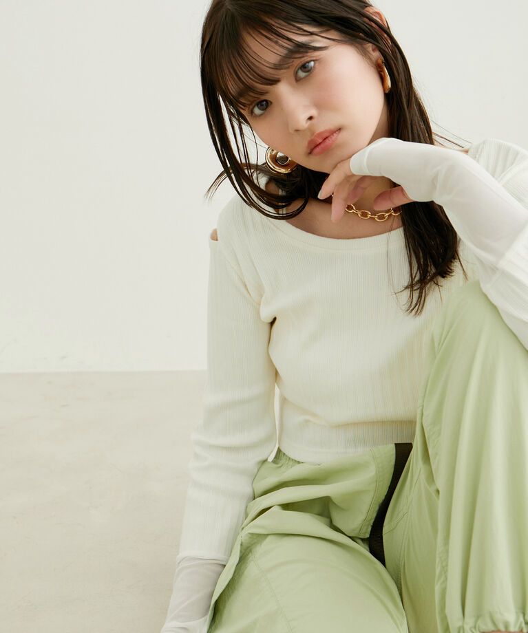 VIS「ショルダーカットアウトショート丈プルオーバー」|Tシャツ・カットソー|
