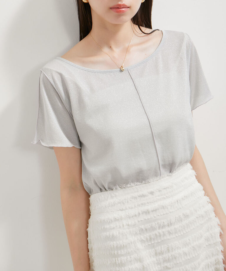 VIS「【洗える】ラメメローTシャツ」|Tシャツ・カットソー|ライトグレー(08)