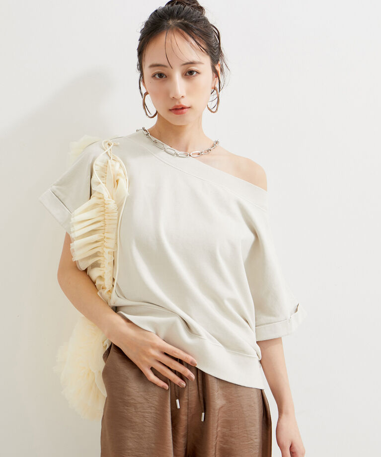 VIS「【洗える】ピグメント加工ワンショルプルオーバー」|Tシャツ・カットソー|
