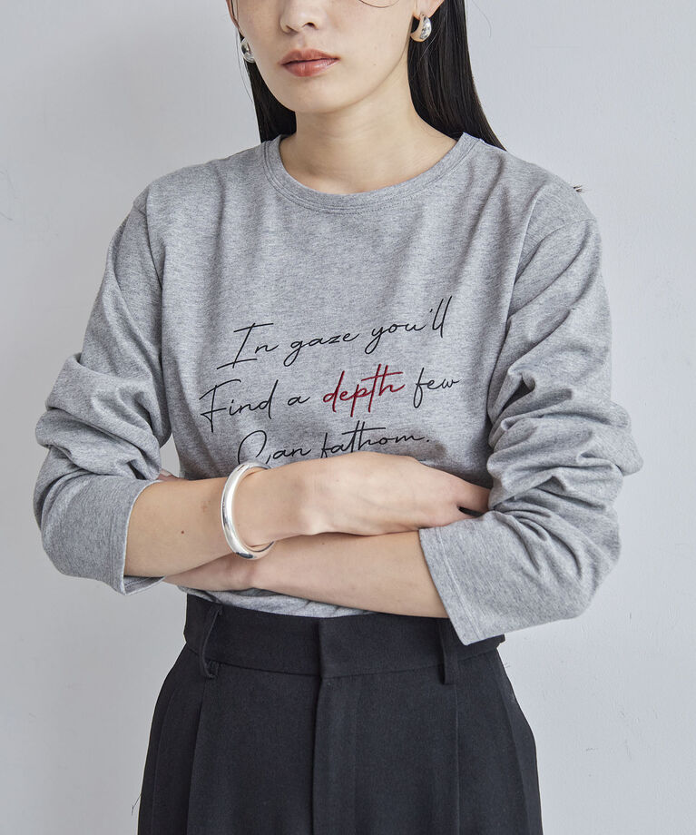 VIS「【洗える】配色ロゴロングTシャツ」|Tシャツ・カットソー|ライトグレー(08)