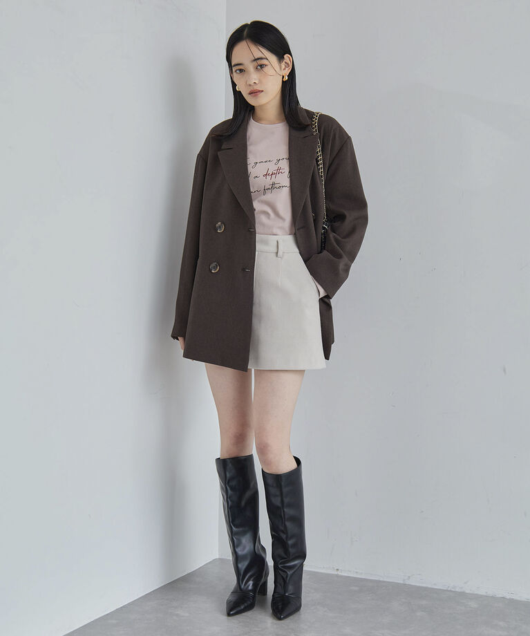 VIS「【洗える】配色ロゴロングTシャツ」|Tシャツ・カットソー|