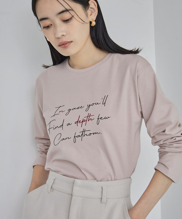 VIS「【洗える】配色ロゴロングTシャツ」|Tシャツ・カットソー|ピンク系(65)