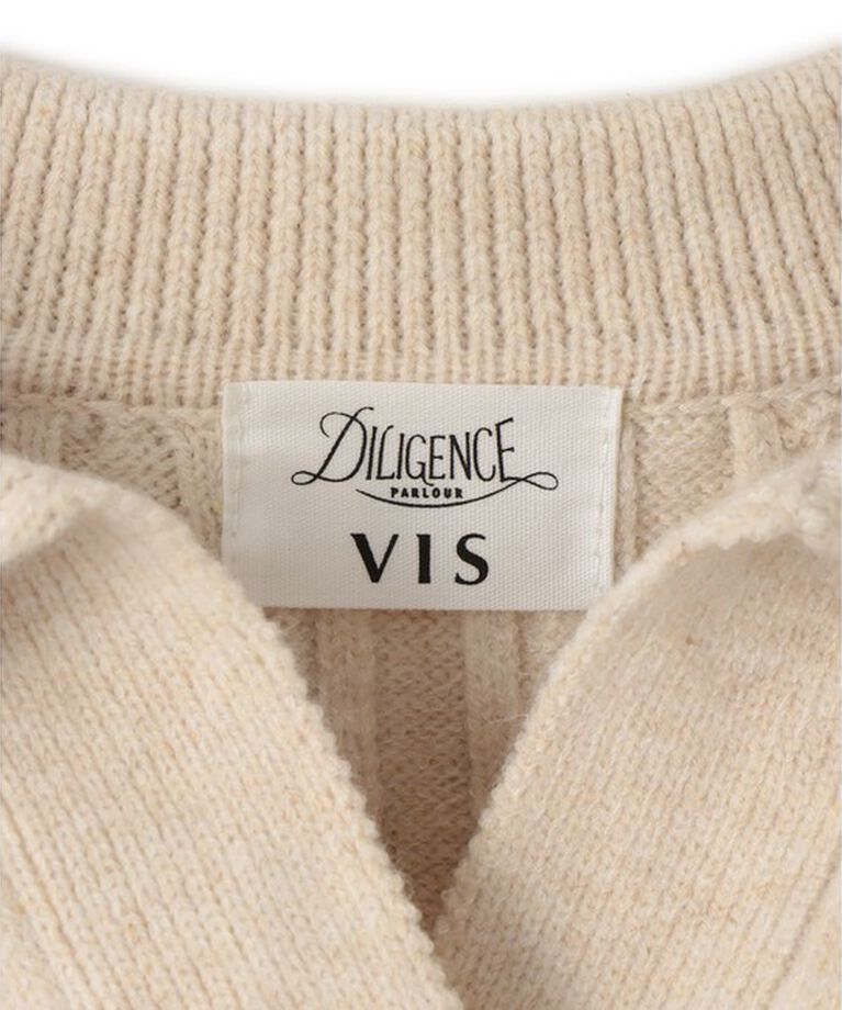 VIS「【DILIGENCE PARLOUR】VIS別注モデルローズ刺繍ポロケーブルニット【セットアップ対応】」|ニット・セーター|