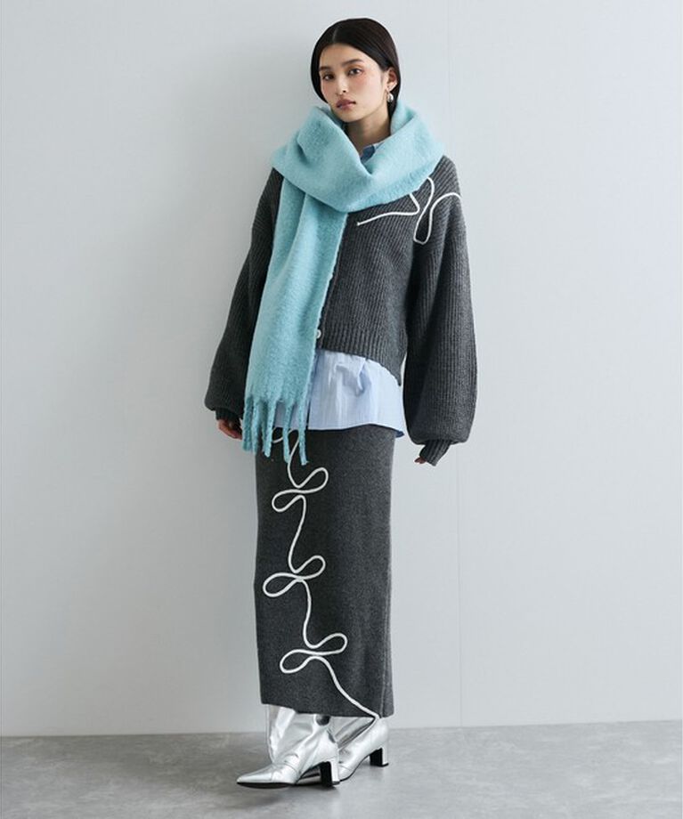 VIS「【WEB/一部店舗限定】リボンコード刺繍Vネックカーディガン【セットアップ対応】」|カーディガン|