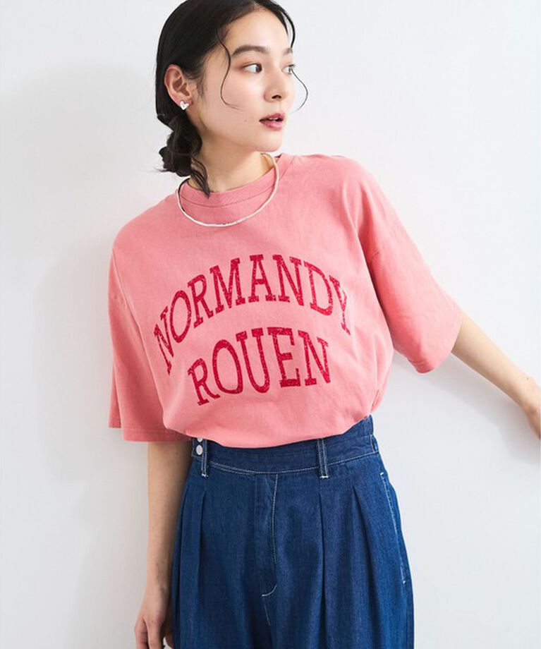 VIS「ピグメント加工プリントビッグTシャツ」|Tシャツ・カットソー|オレンジ系(74)