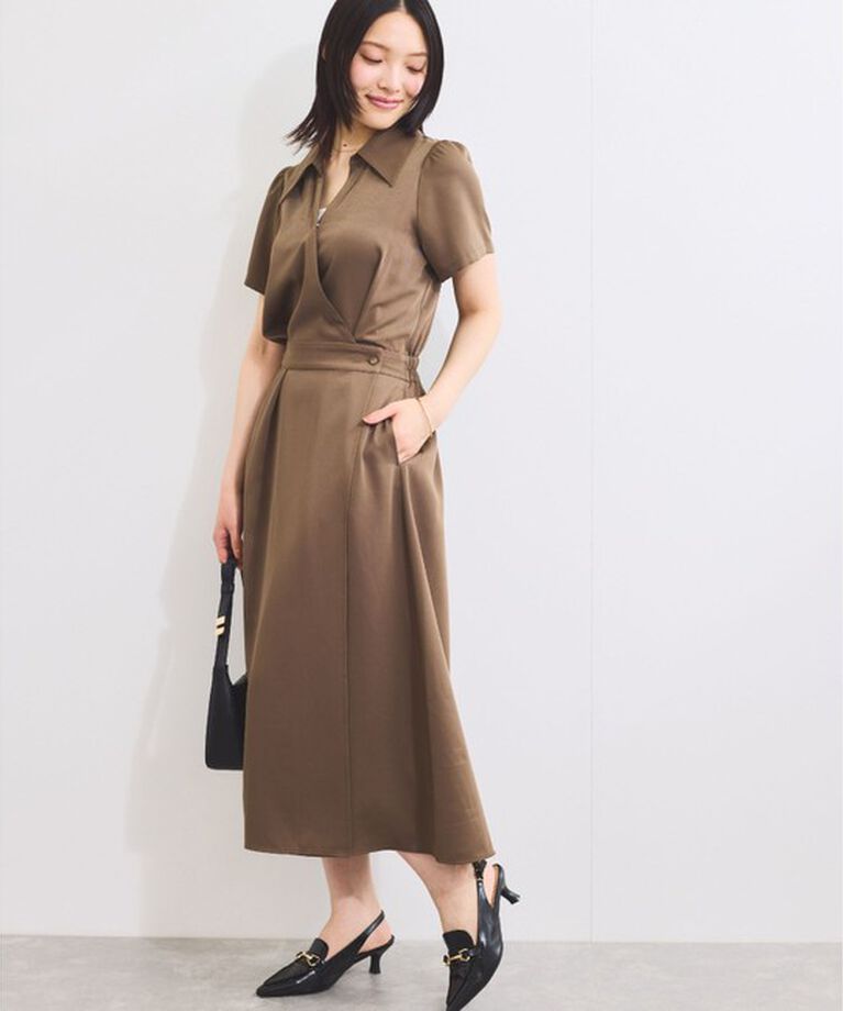 VIS「【WEB限定】カシュクールラップワンピース」|ワンピース|ブラウン系(23)