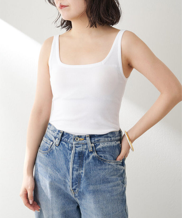  「カップツキRIBタンク」|Tシャツ・カットソー|ホワイト