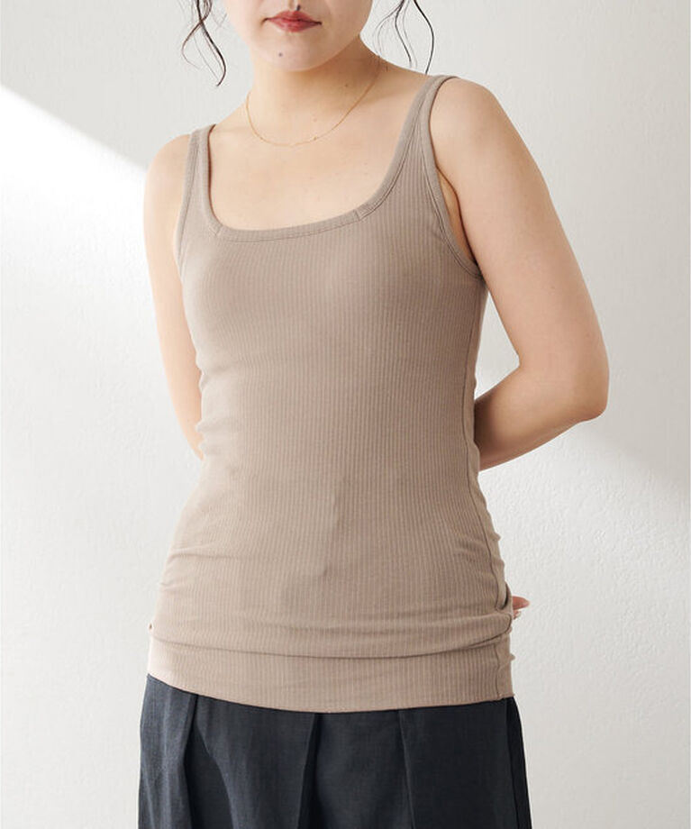  「カップツキRIBタンク」|Tシャツ・カットソー|ベージュ