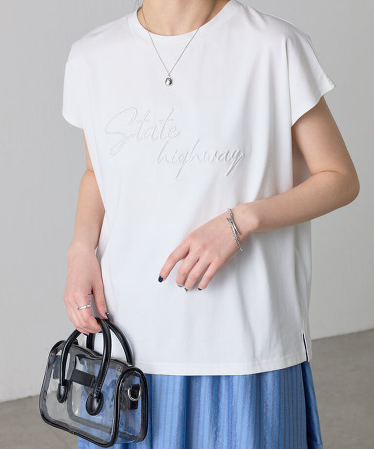  「モール刺繍フレンチTシャツ」|Tシャツ・カットソー|ホワイト